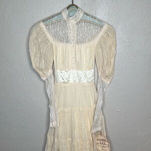 NWT Vintage Gunne Sax Ivory high neck lace prairie dress wedding